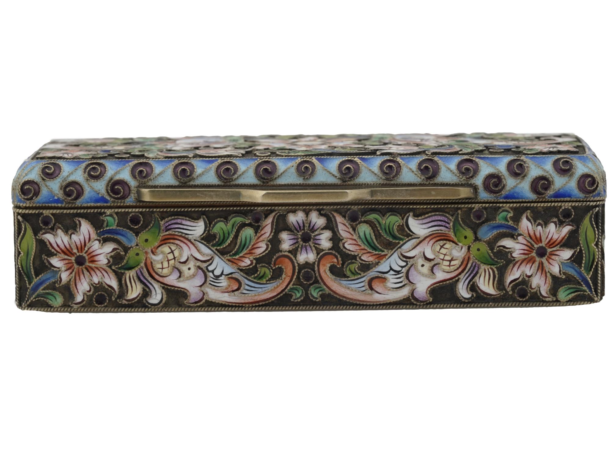 RUSSIAN SILVER AND ENAMEL CASKET PILL BOX PIC-3